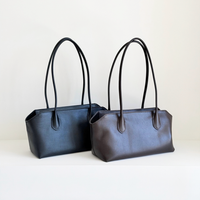 Anouk Shoulder Tote in Black and Dark Brown, front view