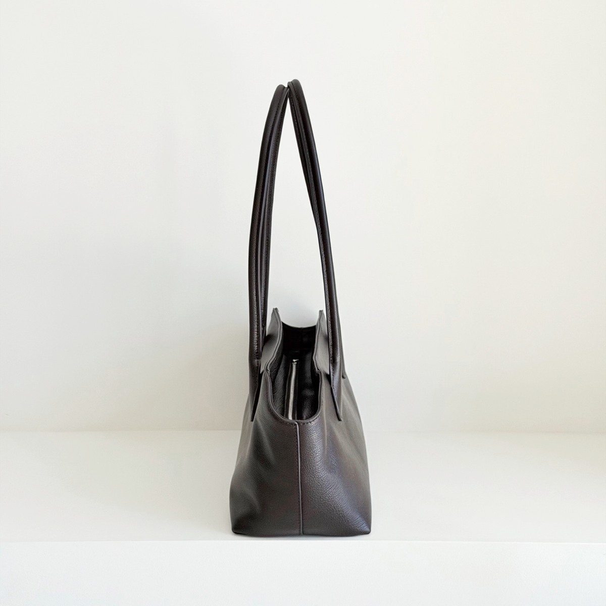 Anouk Shoulder Tote in Dark Brown, side view