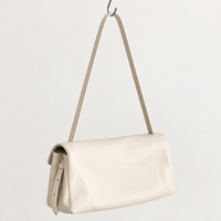 Elsa Pleated Shoulder Bag in Ivory, rear three-quarter view