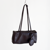 Esme Smooth Shoulder Bag in Dark Brown smooth cowhide, full shoulder straps and matching coin pouch