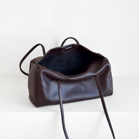 Esme Smooth Shoulder Bag in Dark Brown smooth cowhide, open interior view