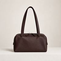 Nina Mini Bowling Bag in Dark Brown, front view