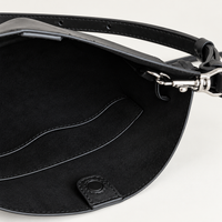 Tilda Tie Shoulder Bag in Black, interior and magnetic closure detail
