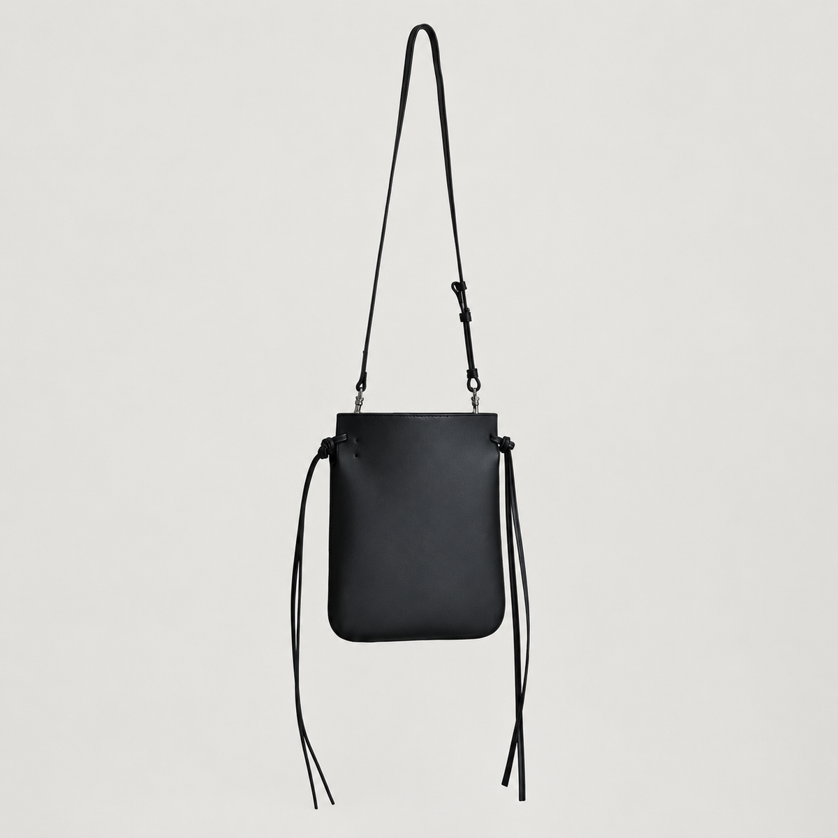 Tilda Tie Shoulder Bag in Black, with long strap