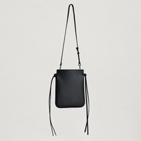 Tilda Tie Shoulder Bag in Black, with long strap