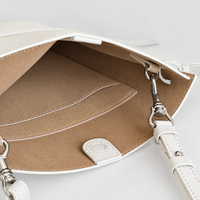 Tilda Tie Shoulder Bag in Ivory, interior and magnetic closure detail