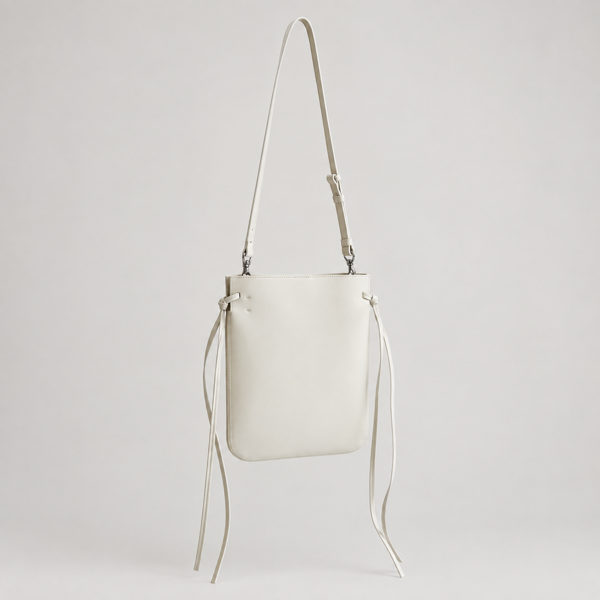 Tilda Tie Shoulder Bag in Ivory, with long strap