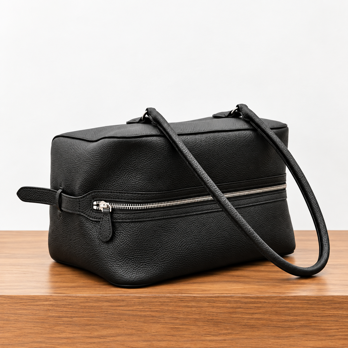 Black Sanne Bowling Bag, rear zipper view