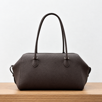 Sanne Bowling Bag in Dark Brown, front view