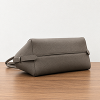 Gray Sanne Bowling Bag, side and base detail