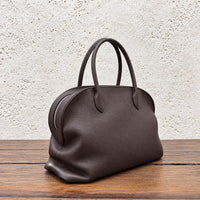 Dark Brown Agnes Bowling Bag, three-quarter view