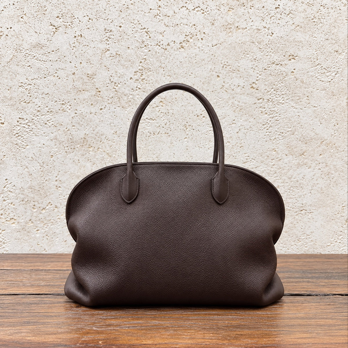 Dark Brown Agnes Bowling Bag, front view